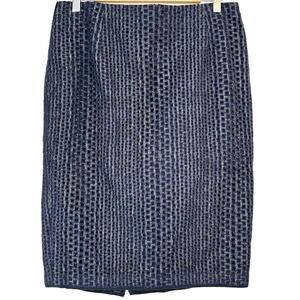 Les Copains Women's Blue Cut Out Lace Pencil Skirt Unique Style Size XL